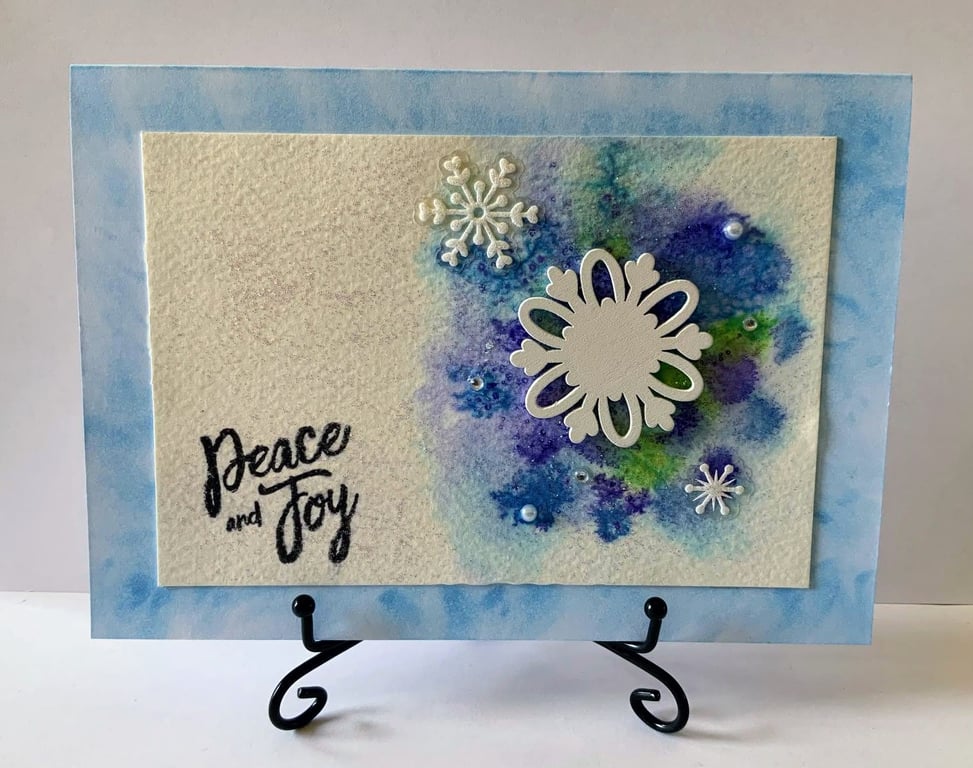 White Wood Snowflake  Christmas Card