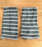 Stripey Green Soft Cotton Wrist Warmers Upcycled from recycled knitwear - Image 7