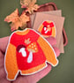 Embroidered Autumn sweater greeting card Thanksgiving seasonal wishes for family - Image 3