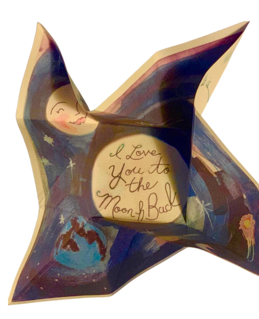 “To the moon and back” romantic pinwheel Victorian puzzle box 