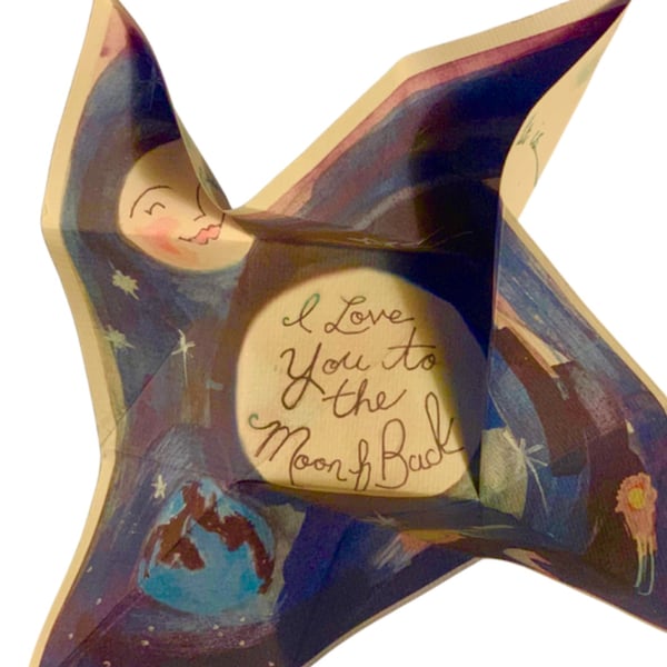 “To the moon and back” romantic pinwheel Victorian puzzle box 