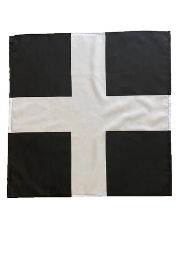 23" x 23" (59 x 59 cm) Cornwall Cornish St Piran Kernow Flag Bandana Head Scarf