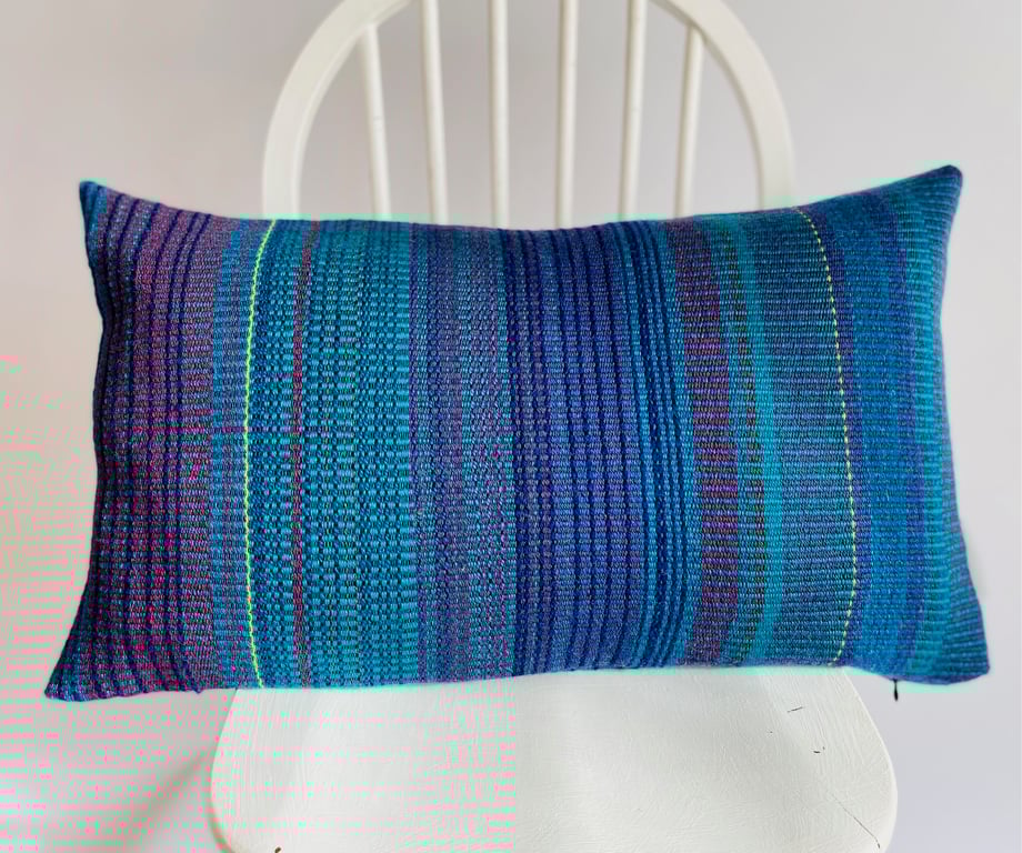  Hand woven rectangular shaped cushion, hand crafted from British wool