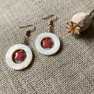 Shell hoop & flower earrings with gold crystal, PERFECTLY IMPERFECT