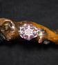 Pink White Glass Adjustable Ring 
