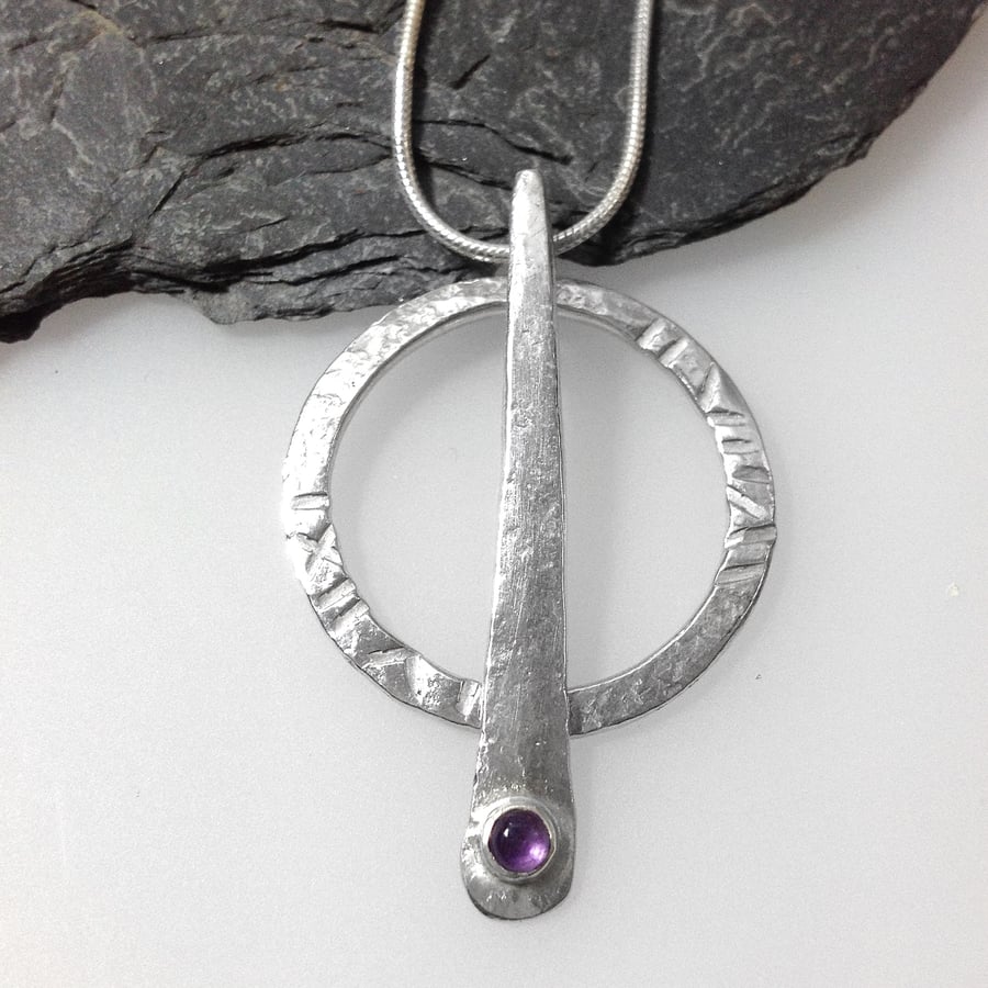 Seconds Sunday- Silver and amethyst pendant on chain