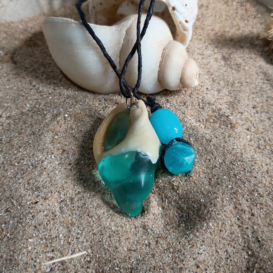Mermaid Kiss - Resin Shell Pendant - Ocean's Whisper in Wearable Form
