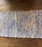 Handwoven Yellow & Blue Floral Linen Rag Rug with Fringe (76 x 42cm) - Image 2