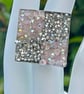 CHEQUERED CRYSTAL RING pink silver square adjustable fits all sizes  - Image 7
