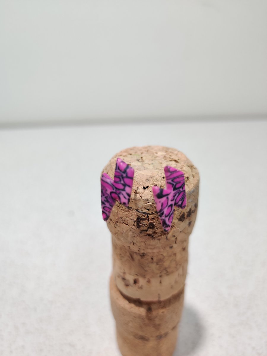 Pink leopard micro bolt studs 