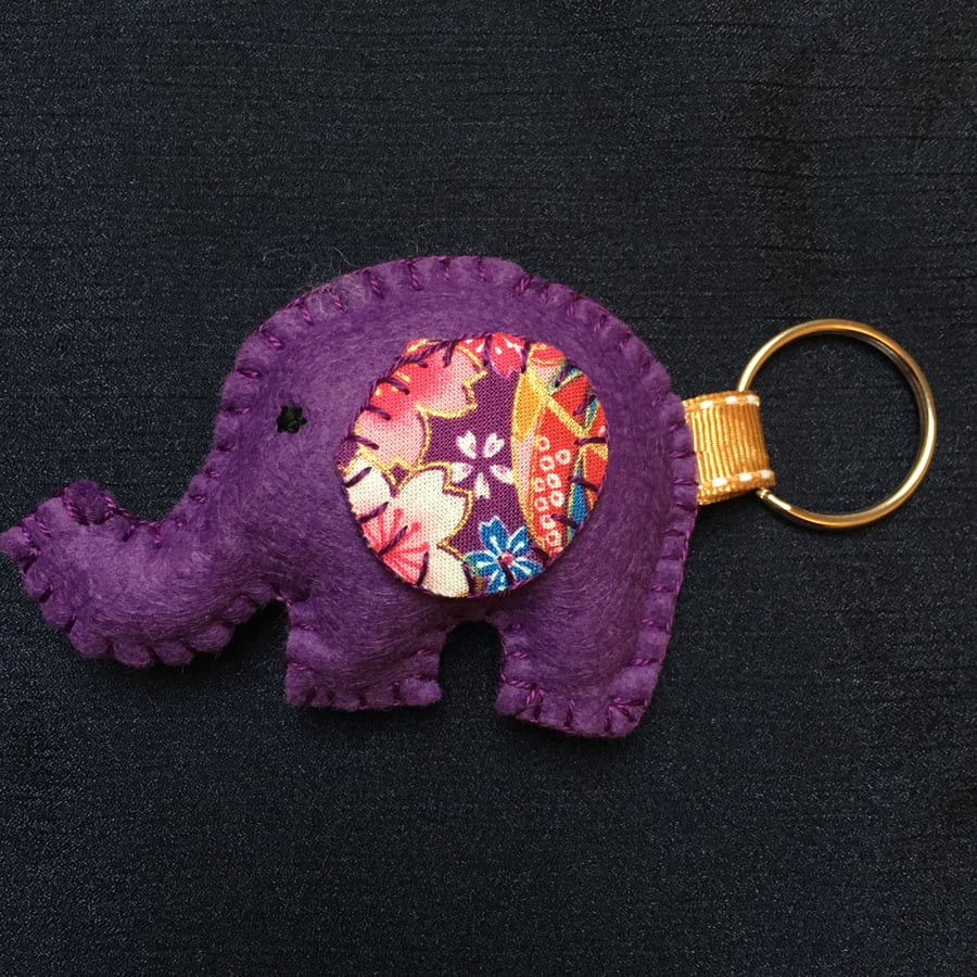 Custom listing for B. Purple felt elephant keyring with pink ears
