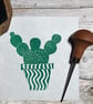 Hand Burnished Cactus Linoprint: Japanese Paper Wall Art - Image 5