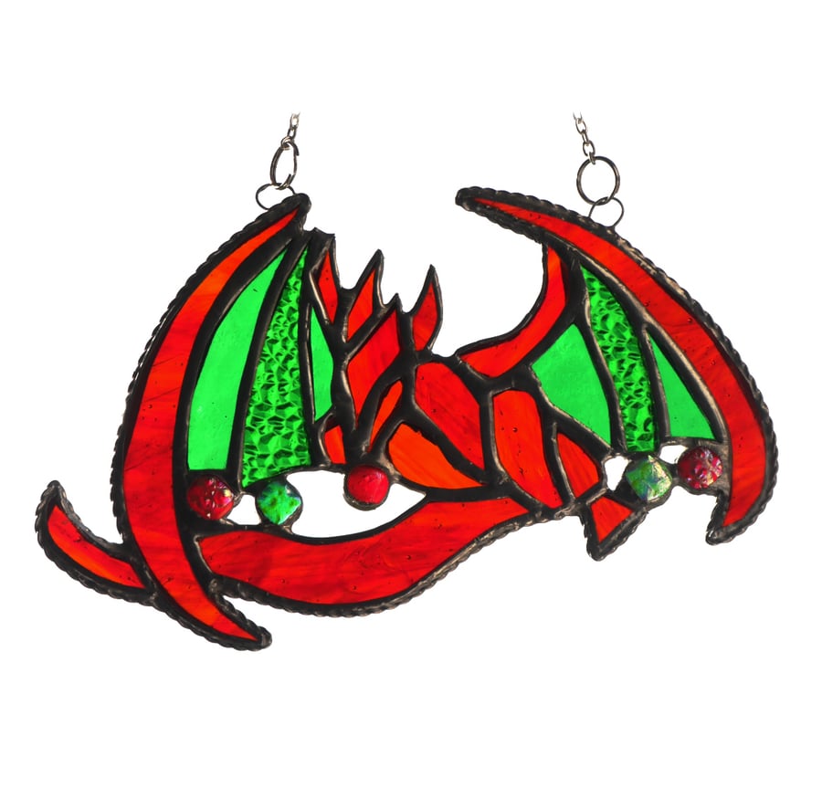  Fire Dragon Suncatcher Stained Glass Mythical