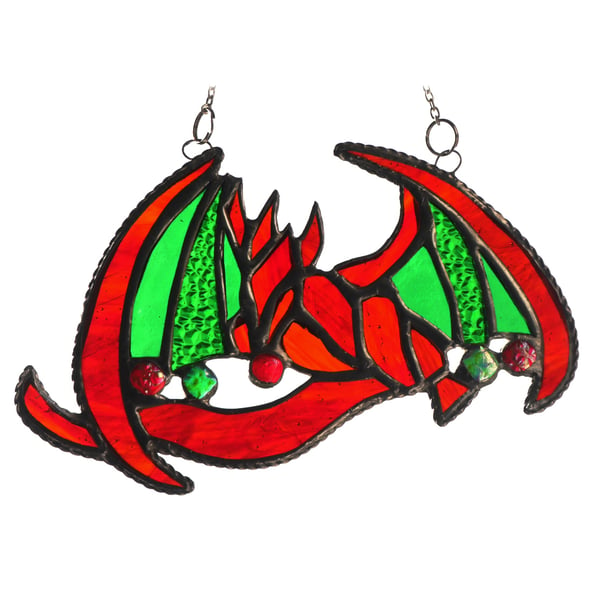  Fire Dragon Suncatcher Stained Glass Mythical