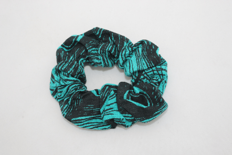 Hair scrunchie,peacock hand printed,Eco, zero waste scrunchie gift.