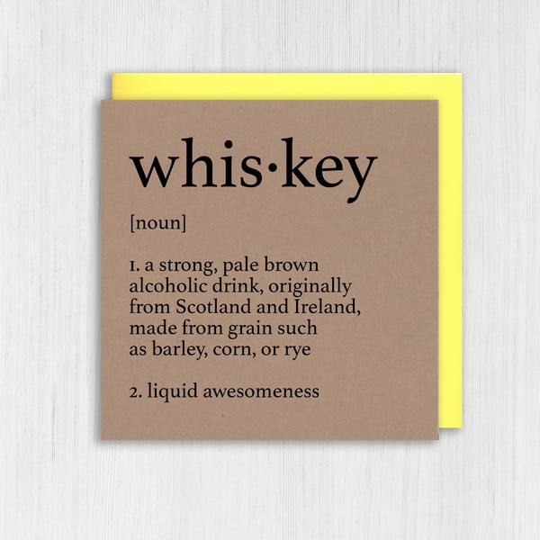 Kraft birthday card: Dictionary definition of whiskey