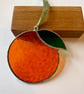 Stained glass orange fruit with a leaf suncatcher 