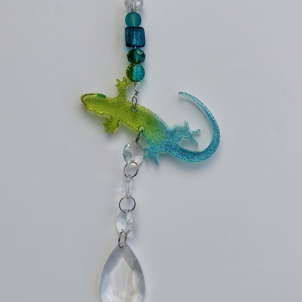 Sparkly Resin Sun Catcher Decoration - Gecko