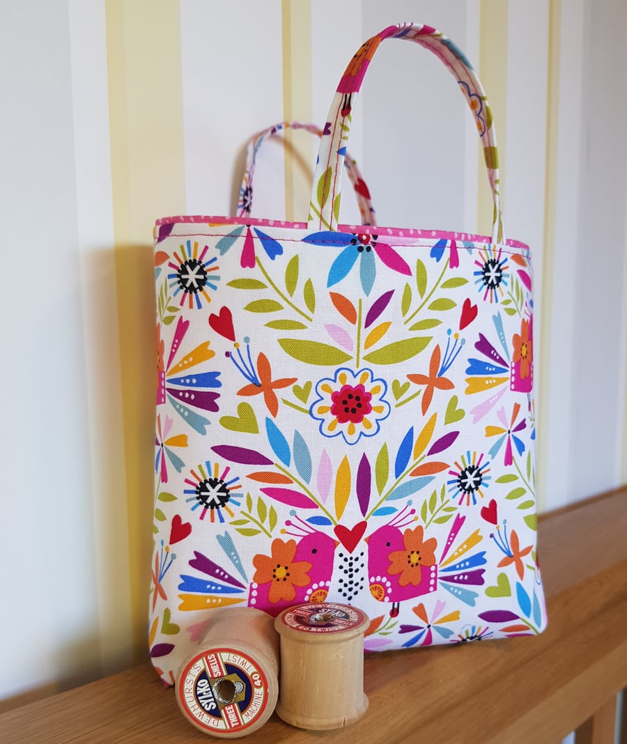 Reusable fabric gift bag: love birds