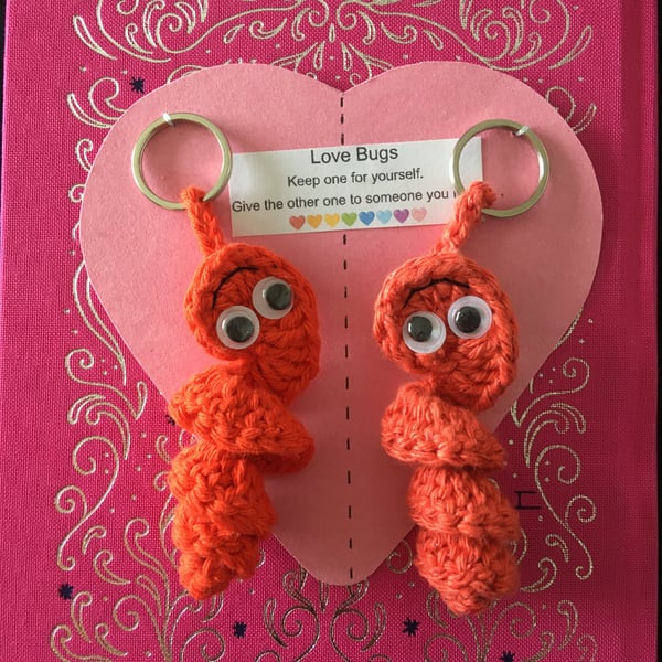 Crochet Love Bug Keyring, Red