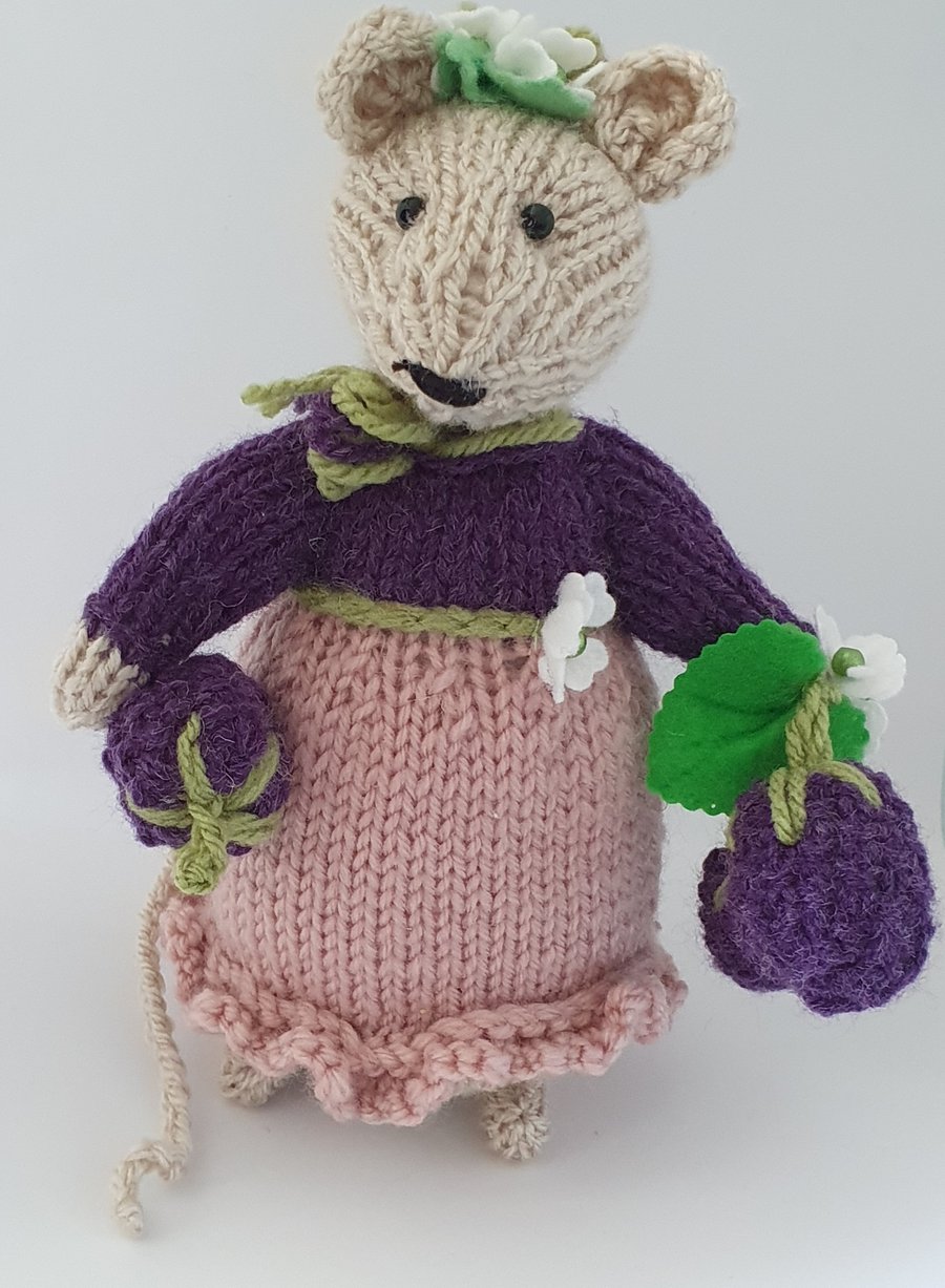 Betty Blackberry a Hand Knitted Mouse 