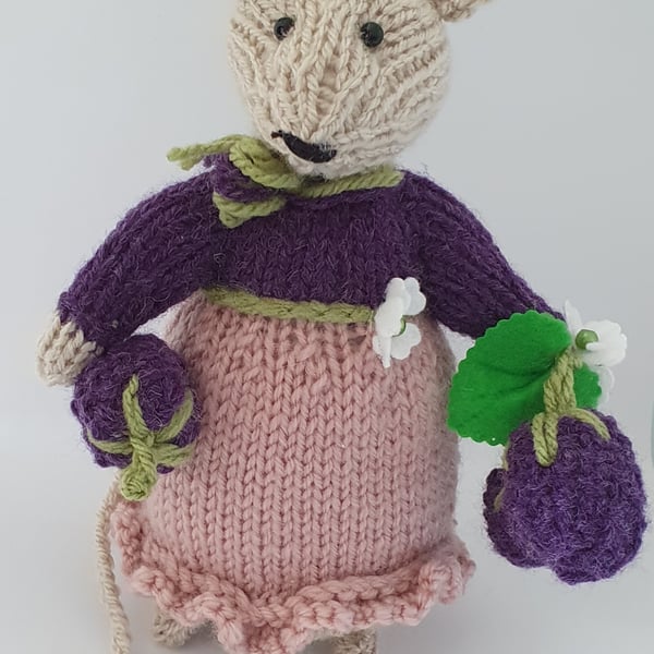 Betty Blackberry a Hand Knitted Mouse 