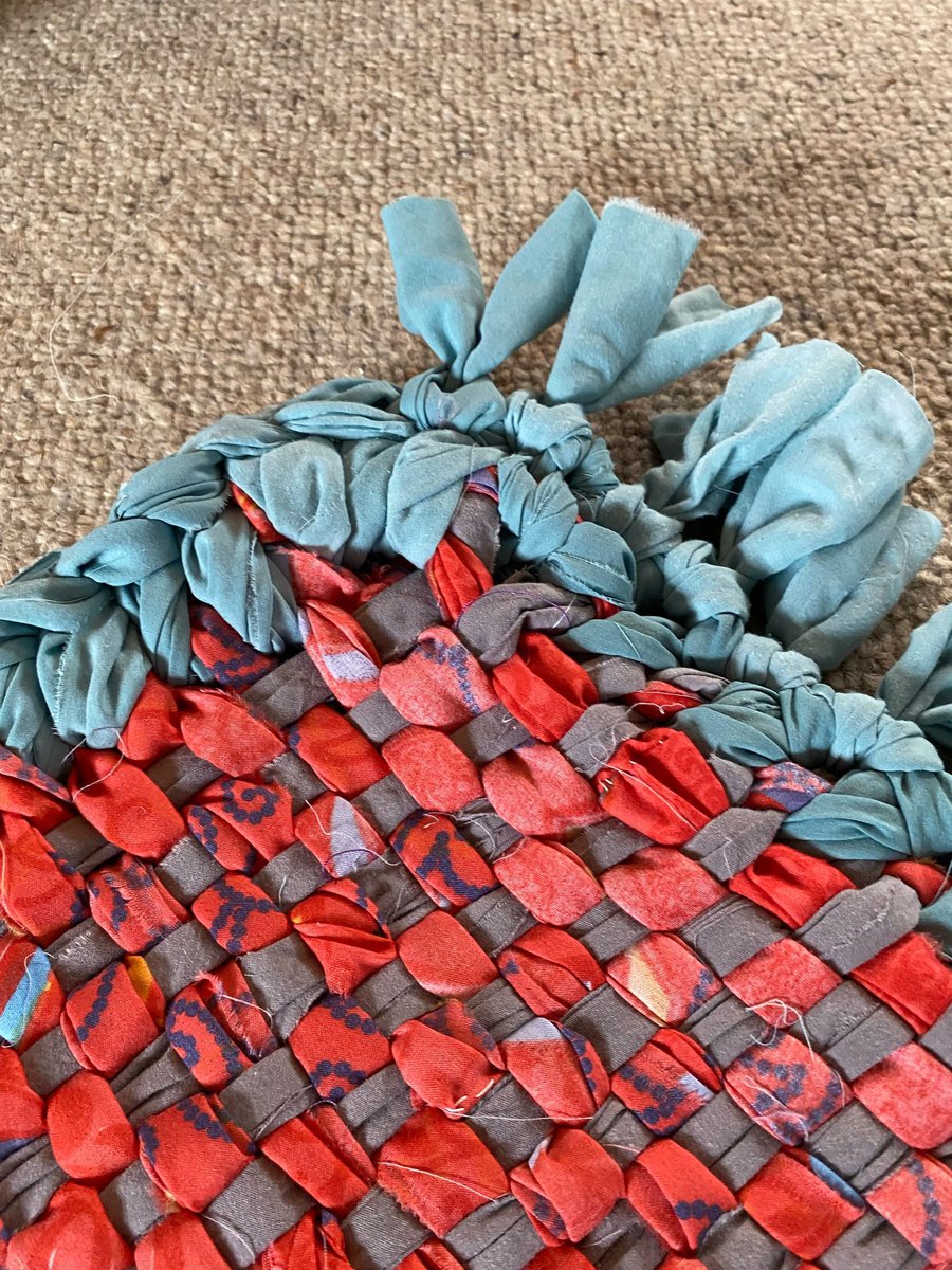 Teal & Orange Woven Rag Rug