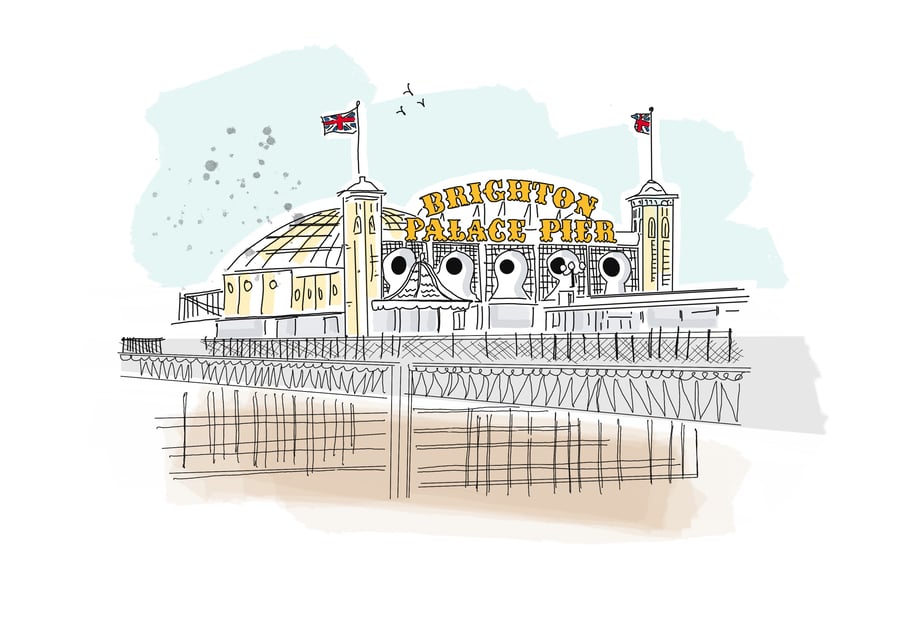 Iconic Brighton Pier A4 Architectural Sketch Print 