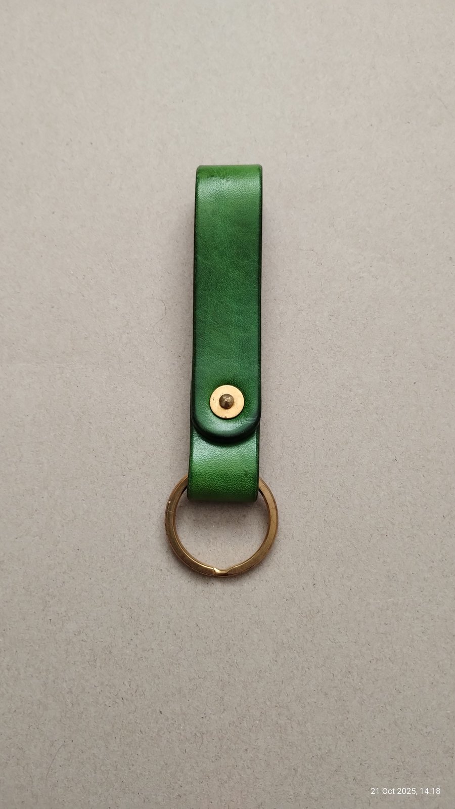 Leather Key Ring With Solid Brass Saddle Rivet And Flat Split Ring Heavy Duty 