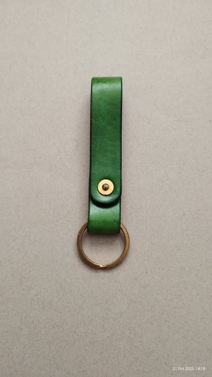 Leather Key Ring With Solid Brass Saddle Rivet And Flat Split Ring Heavy Duty 