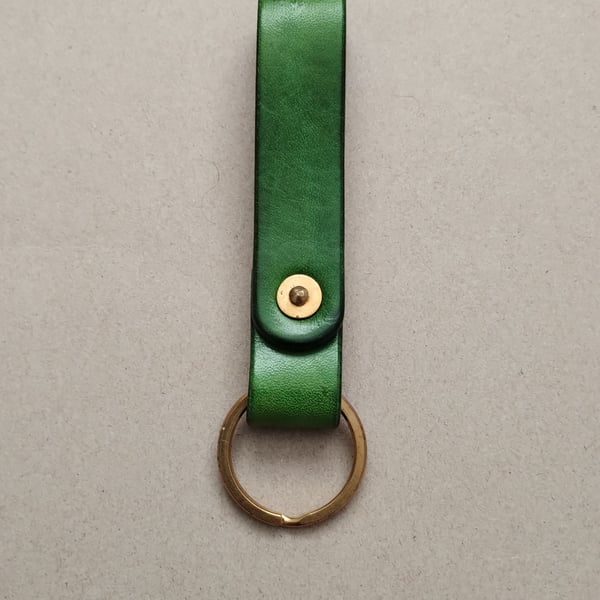 Leather Key Ring With Solid Brass Saddle Rivet And Flat Split Ring Heavy Duty 