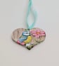 Bluetit wooden hanging heart decoration, garden bird, gift for a bird lover  - Image 4