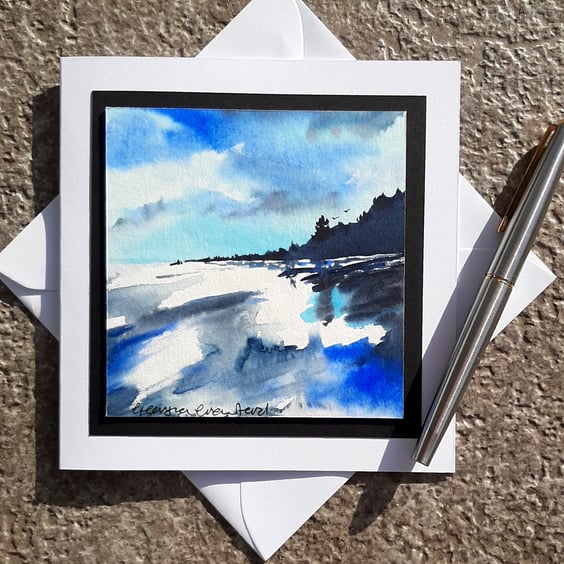 Handpainted Blank Card. Ocean Reflections. The Card that's Also a Keepsake Gift