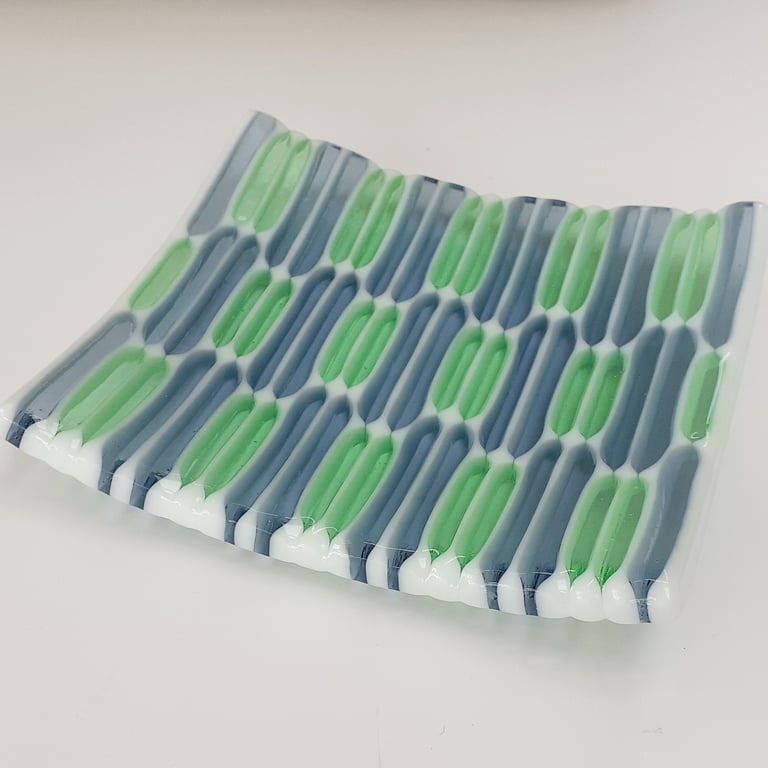 Fused glass striped chunky decorative bowl