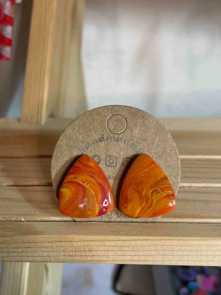 Handmade Polymer Clay Sunset Stud Earrings 