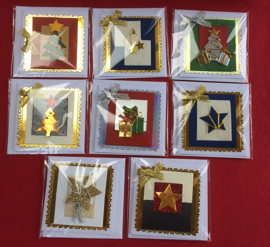 Set of 3D Luxury Handmade Christmas Gift Cards Pack Design 4 Poppy Kay Designs