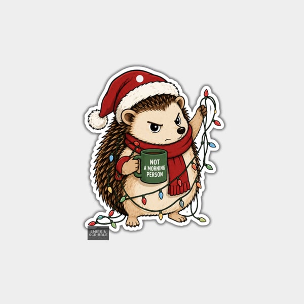 Unique Funny Christmas Gift Tags For Adults, 6pk - Grumpy Hedgehog