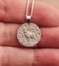 Stag Engraved Sterling Silver Coin Necklace - Image 2