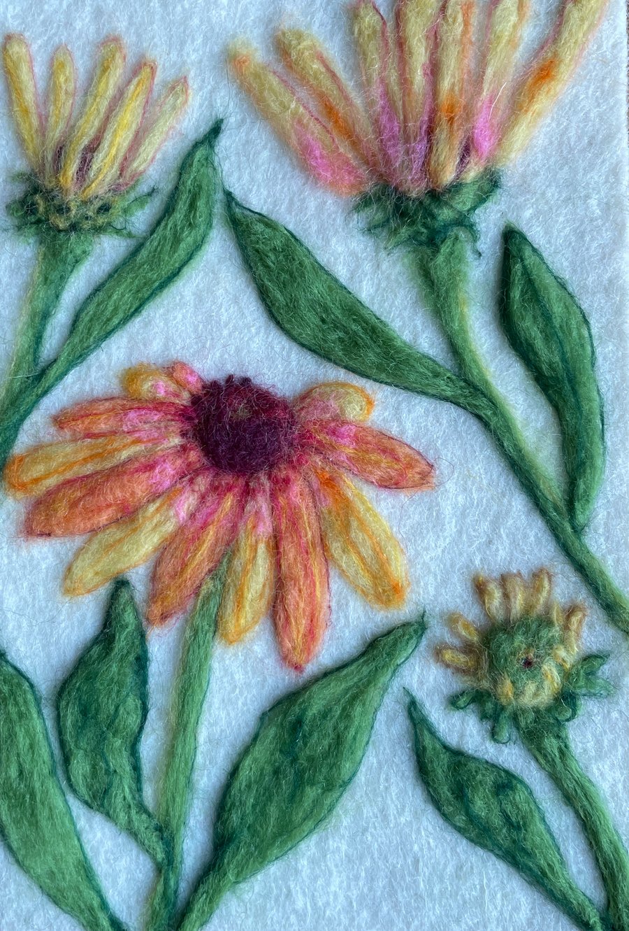 Hand Felted Echinacea Artwork 