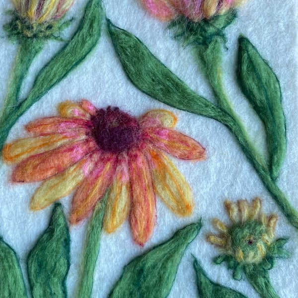 Hand Felted Echinacea Artwork 