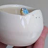 Ceramic Tealight Blue Tit & birdprints pottery candle holder Perfectly Imperfect