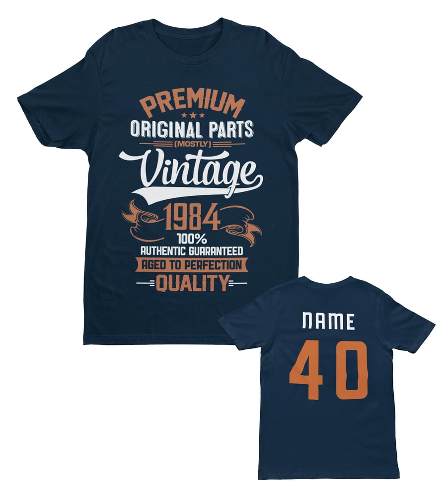 T-shirt Personnalisé Vintage 40 Ans 1984-2024 - Prénom Au Dos, Neuf Avec étiquettes, Marque Galaxy Tees