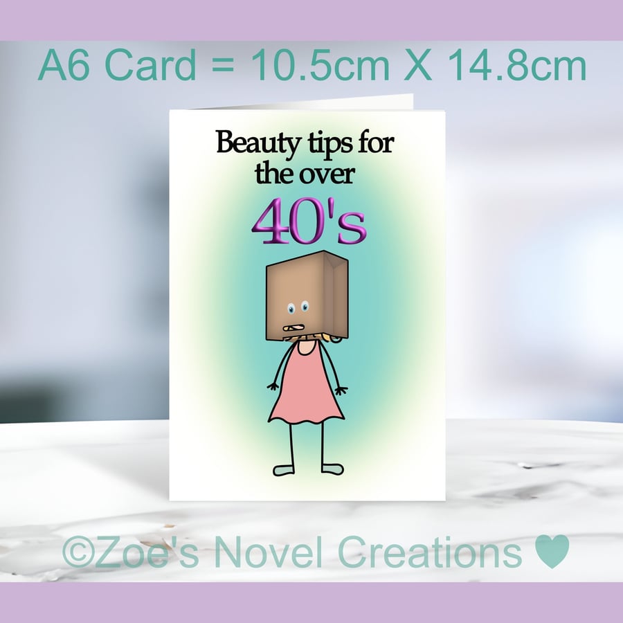 Beauty Tips Birthday Card, personalised with any age A6 size 10.5cm X 14.8cm 