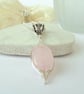 Rose quartz pendant necklace, wire wrapped - Image 3
