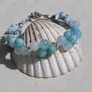 Turquoise Hemimorphite & Larimar Gemstone Bracelet "Dominican Buddha"