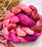 Hand Dyed Combed Top Roving, British Wool Jacob for Spinning and Felting No30