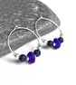 Blue Glass Hoop Earrings. Small Blue Sterling Silver Lapis Lazuli Beaded Hoops - Image 1