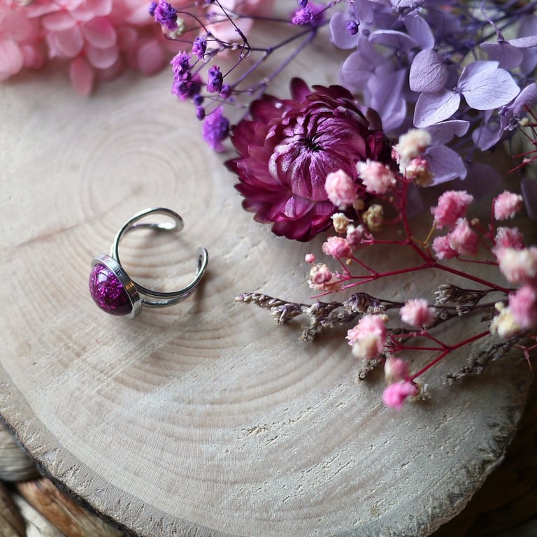 Pink Sparkly Hypoallergenic Adjustable Ring