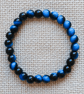 Ladies Blue Tiger's Eye Elastic Bead Bracelet - Image 1