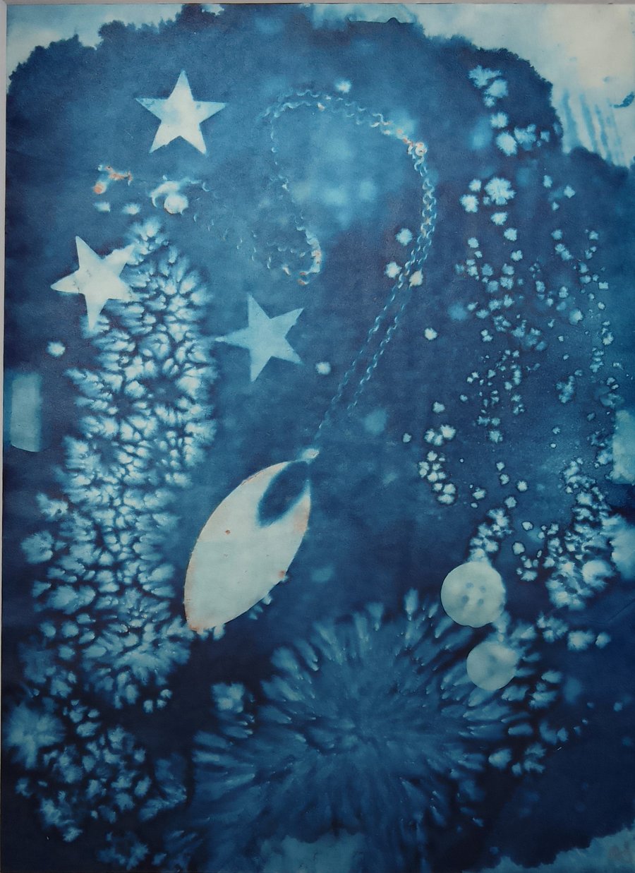 Framed cyanotype picture lost at sea